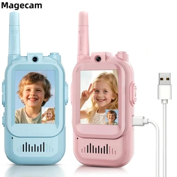 Walkie Talkies de vídeo Magecam para niños, paquete de 2 intercomunicadores recargables, walkie-talkie, 2 pantallas, llamada con un solo clic, videoportero para niños 1