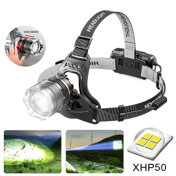 충전식 LED 센서 램프, 방수 조명, 낚시 검색, 캠핑 손전등, 줌 랜턴, Xhp50