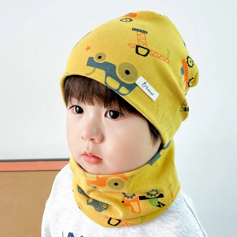 Cotton Baby Hat Scarf Set for Kids Winter Spring