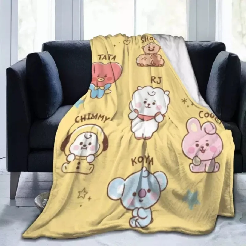 

Мультяшная анимация Bt21 коралловый бархатный бросок Kawaii Tata Mang Rj Cooky офисный ворс кондиционер одеяло диван декоративное одеяло