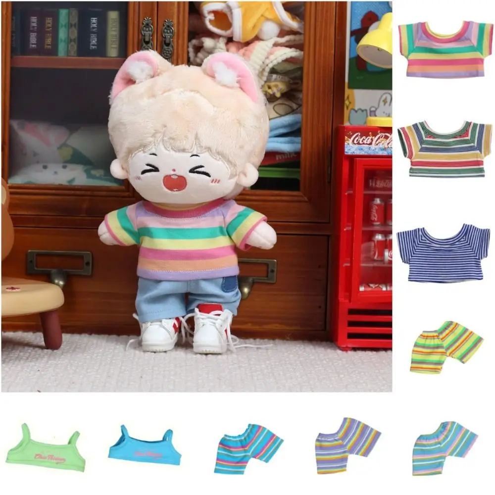 Cartoon Pattern 20cm Cotton Doll Clothes Cotton Doll Idol Doll Doll Overalls Suit Playing House Streak T-shirt Shorts Doll