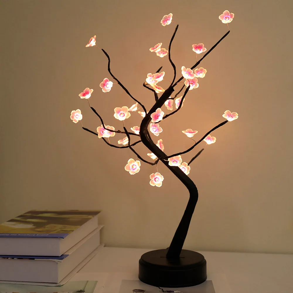 Home Decoration USB/Battery Powered Touch Switch Warm White Artificial  Bonsai Cherry Blossom Desktop Tree LED Lamp Light - AliExpress 39