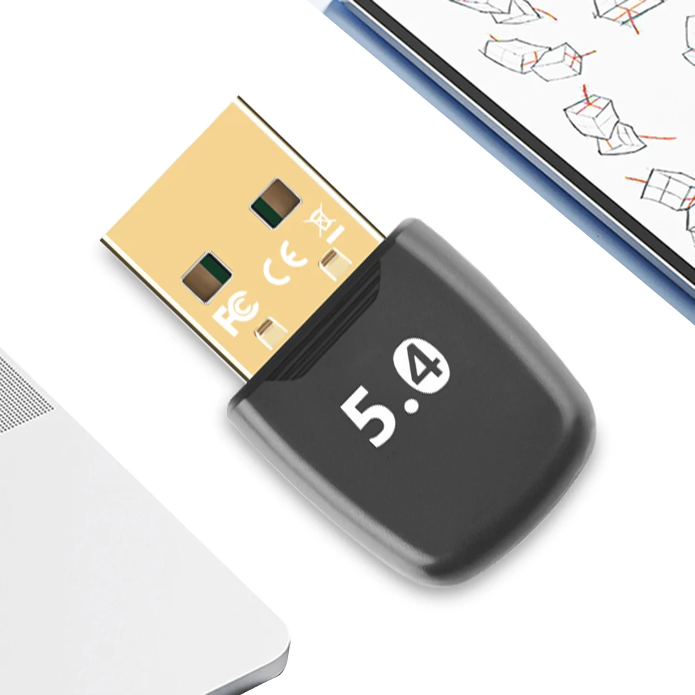 PC 노트북 무선 스피커용 USB 블루투스 호환 5.4 어댑터, 오디오 동글 드라이버, 무료 음악 오디오 리시버