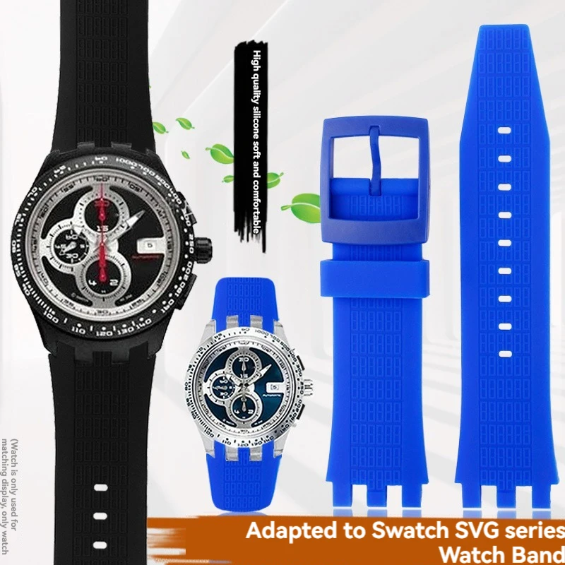22Mm Gomma Siliconica Nero Blu Bianco Cinturino Orologio Moda Impermeabile Cinturino Per Swatch Meccanico Svg Svgk403 402 401 407 409