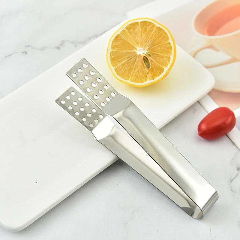 Tea Bag Clip Stainless Steel Thickened Lemon Tweezer Ice Sugar Barbecue Clip Home Kitchen Gadget Teaware Tong Squeezer Food