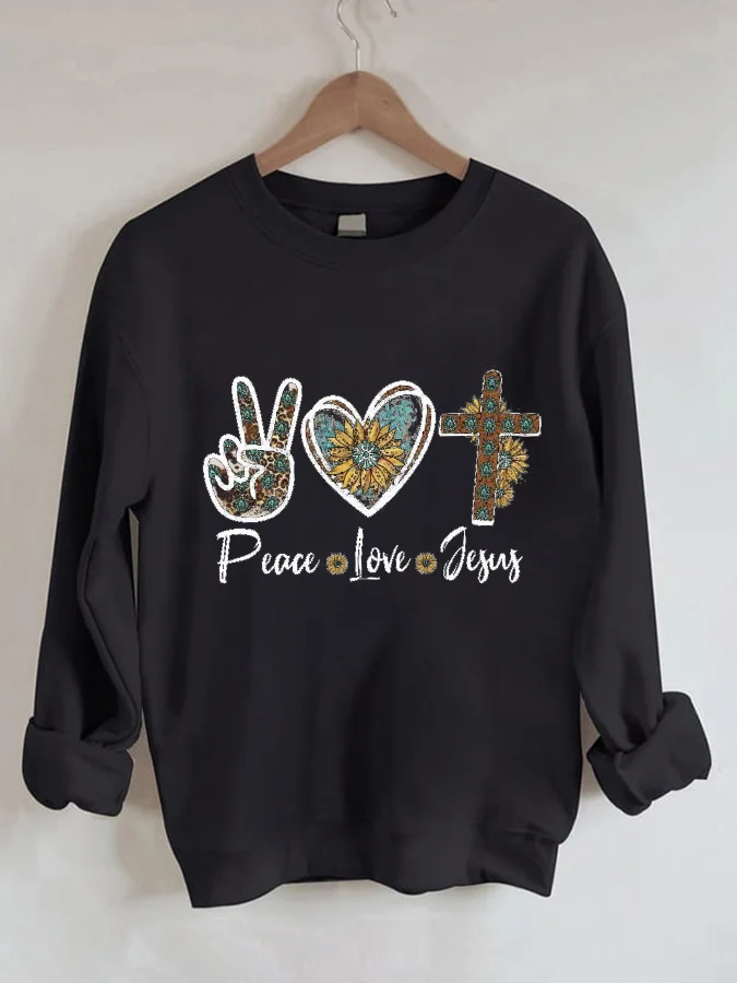 

Sunflower Jesus Print Pullover 2023 Casual Crew Neck Sweatshirt Harajuku Loose Fleece Oversized Tops Clothes Hoodies for Lady