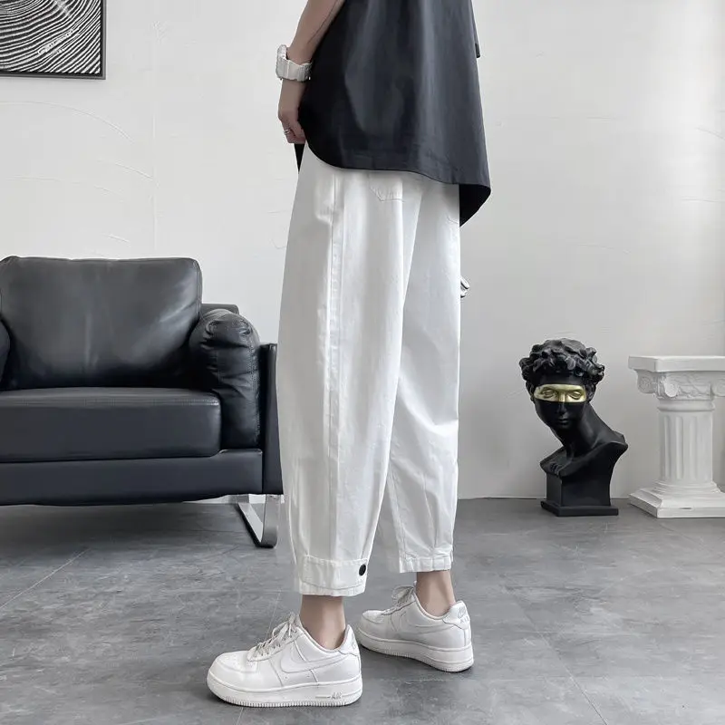 Casual All-match Solid Color Lantern Cropped Pants New Loose High Quality Micro-bomb Streetwear Comfortable Harem Trousers 2022