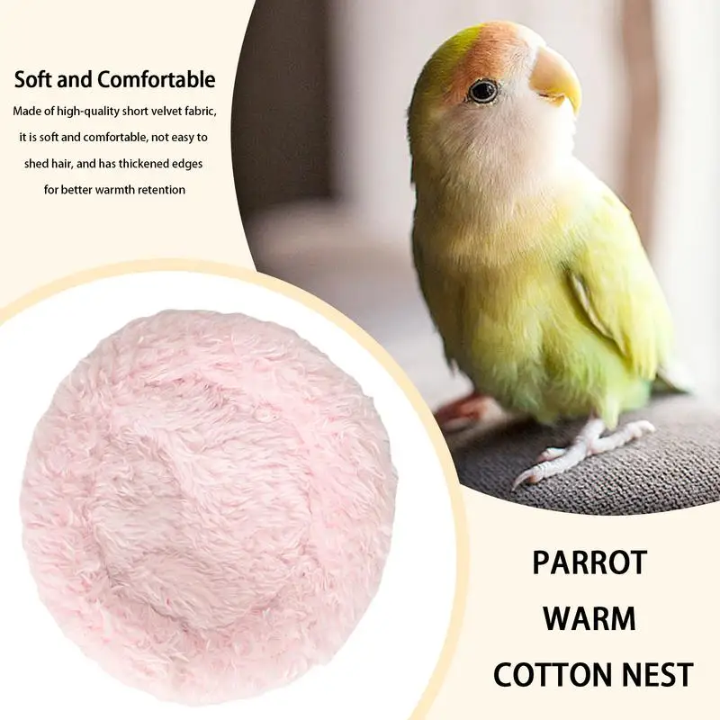 Bird Cotton Nest Coconut Shell Parrot Warm Nest Mat Bird Sleeping Tool with Thickened Edge for Lovebird Budgie Parakeet Conure artificial bird nest