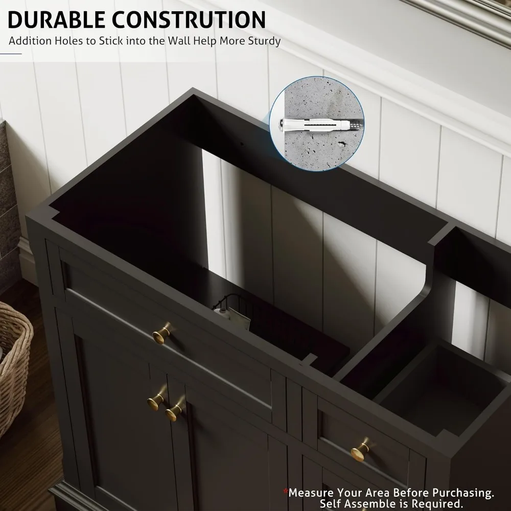 Bathroom Vanities with Sink Combo Set, Retro Freestanding Bathroom Storage Cabinet with Arch Feet, Soft Closing Hinges