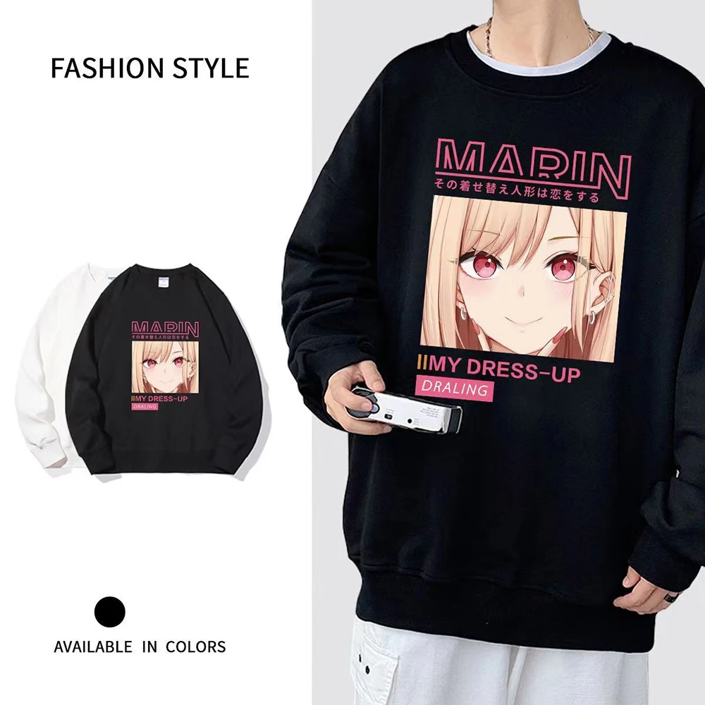 

My Dress Up Darling Kitagawa Marin Anime Sweatshirt Manga Graphic Women Top Men Pullover Tracksuit Winter Sweater Couple Clothes