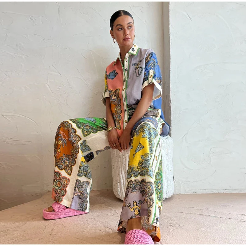 Conjunto Feminino Estampado Manga Curta