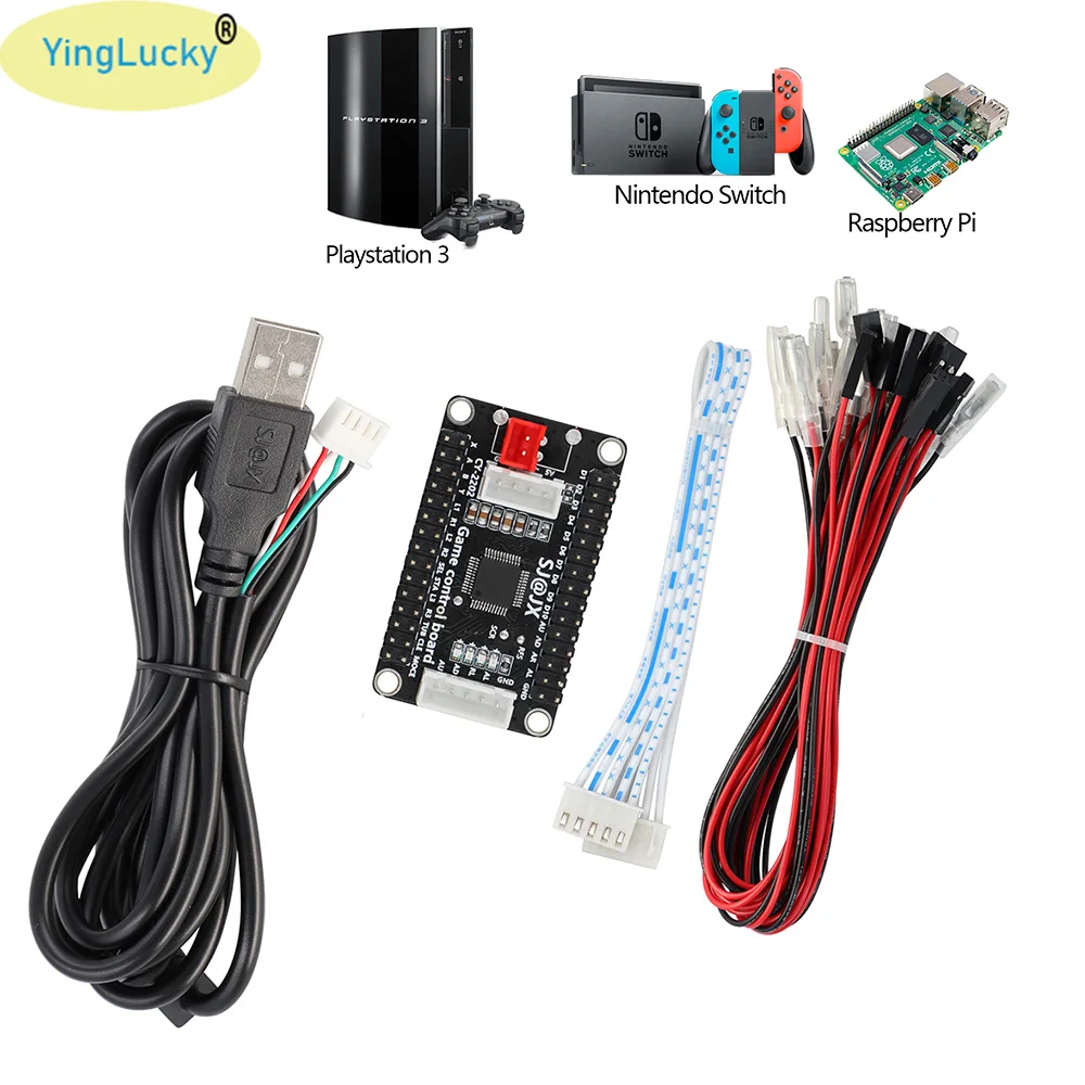 NEW Zero Delay Arcade USB ENCODER PC PS3 Switch Raspberry Pi Nintendo TO JOYSTICK FOR 5PIN JOYSTICK & 2.8MM BUTTON 