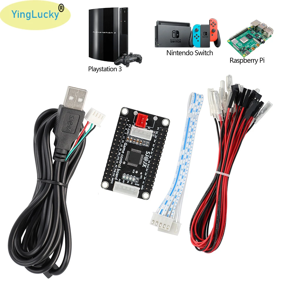 NEW Zero Delay Arcade USB ENCODER PC PS3 Switch Raspberry Pi Nintendo TO JOYSTICK FOR 5PIN JOYSTICK & 2.8MM BUTTON