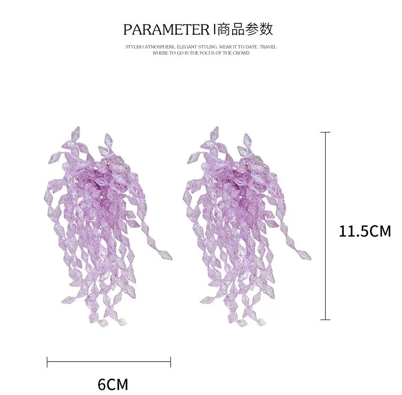 Artificial Crystal Earrings Long Tassel Eardrop 2024 Vacation Style Elegant Earrings Birthday Gift Wedding Decoration