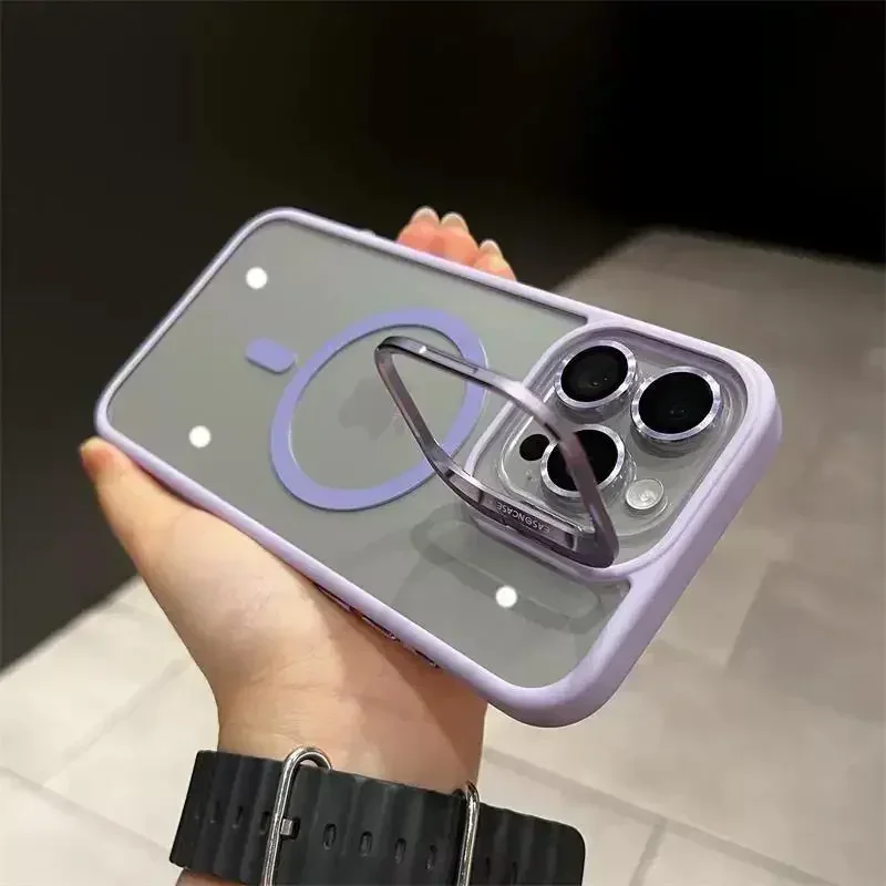 MagSafe Magnetic Lens Protection Phone Case with Transparent Metal Ring Cover
