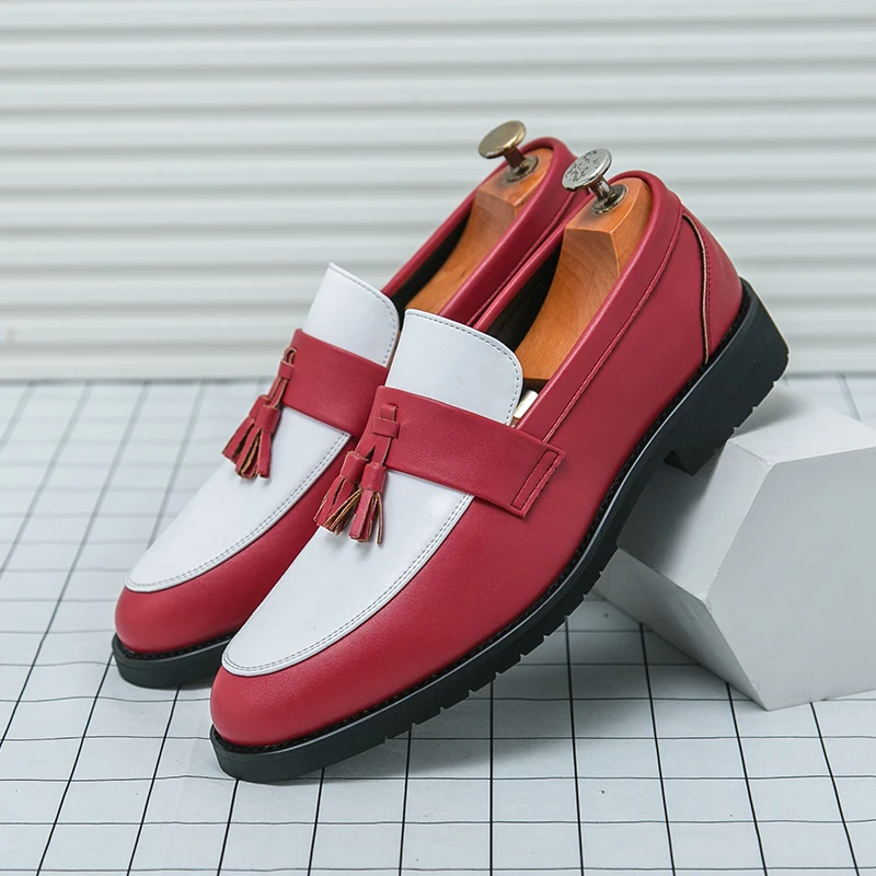 Leather Shoes For Man Genuine Leather Big Size High Quality Designer Formal Shoes Tassels Slip On Fashion Business Oxford