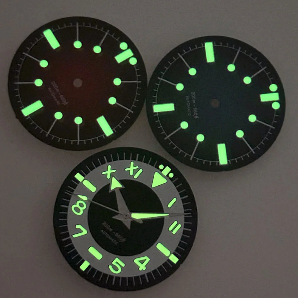 Vintage Green Luminous Diver Watch Dial, 31mm - Diving Wristwatch Accessory