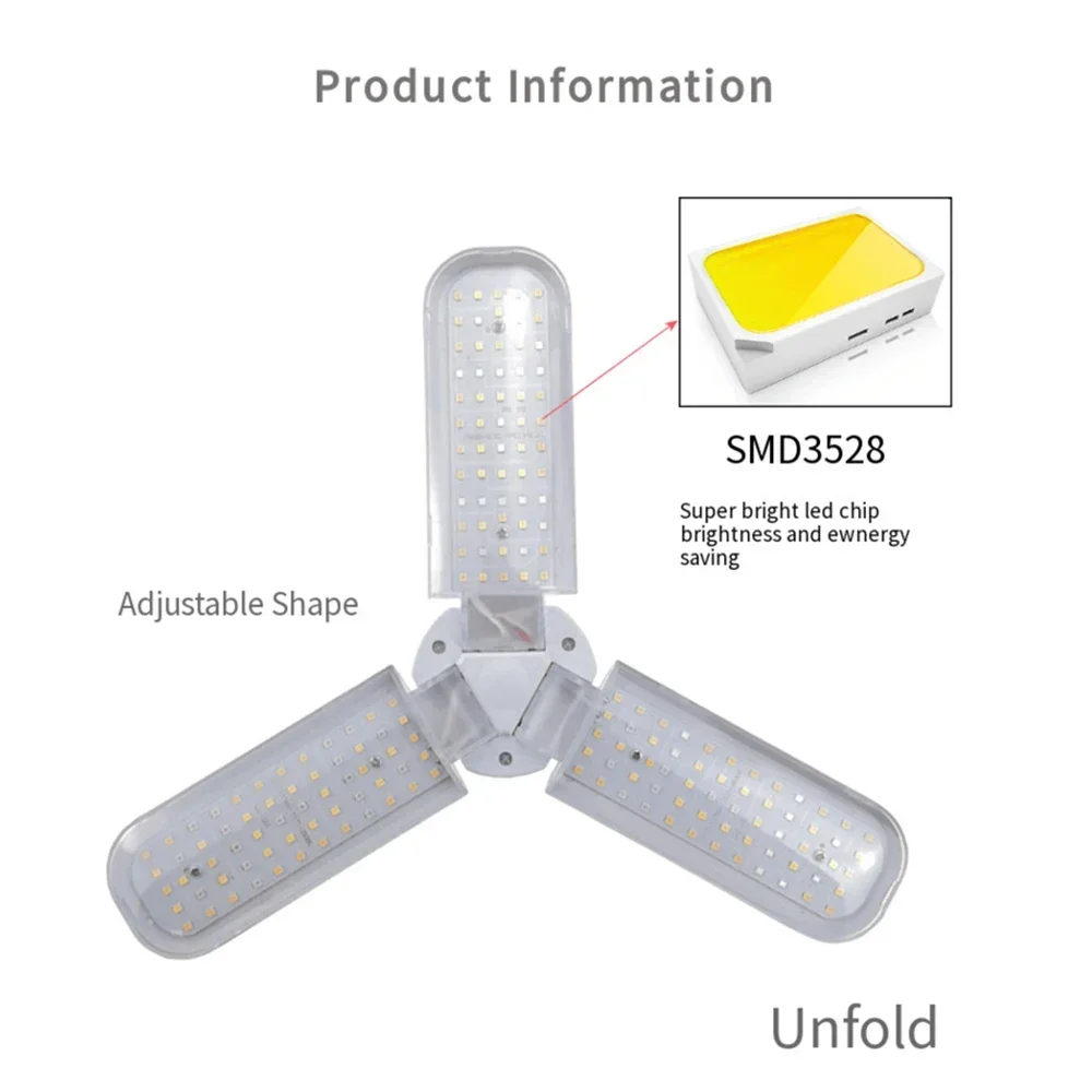 2/3/4 Leaf 24/36/48W LED Folding Full Spectrum Plant Growth Light E27 Spiral Succulent Fruit and Vegetable Fill Light