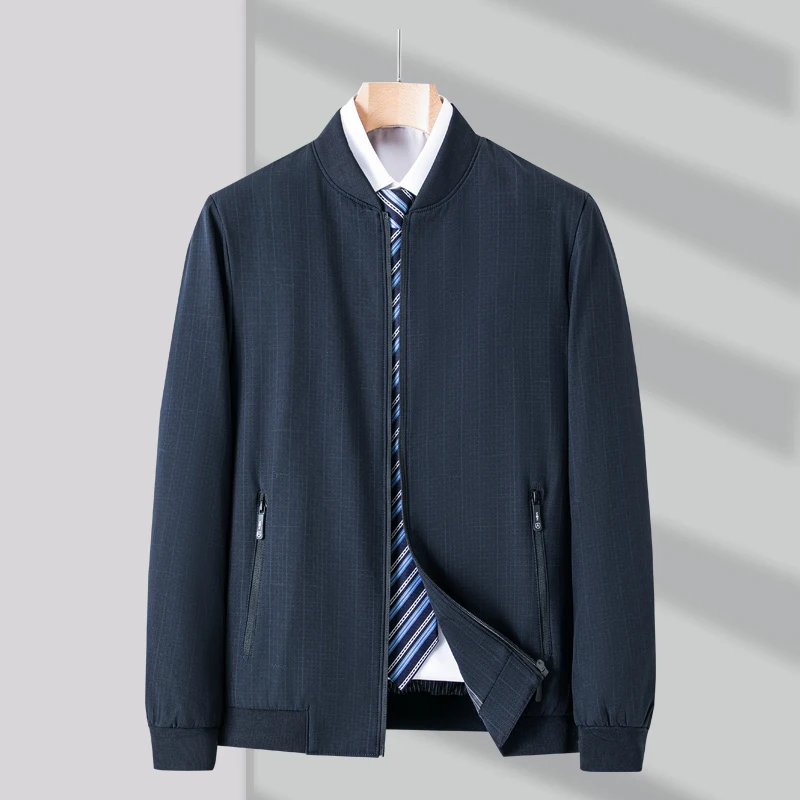Autumn 2024 New Men's Jacket Solid Color Collar Business Gentleman Windproof Jacket Comfortable All-match Simple Men's Wear