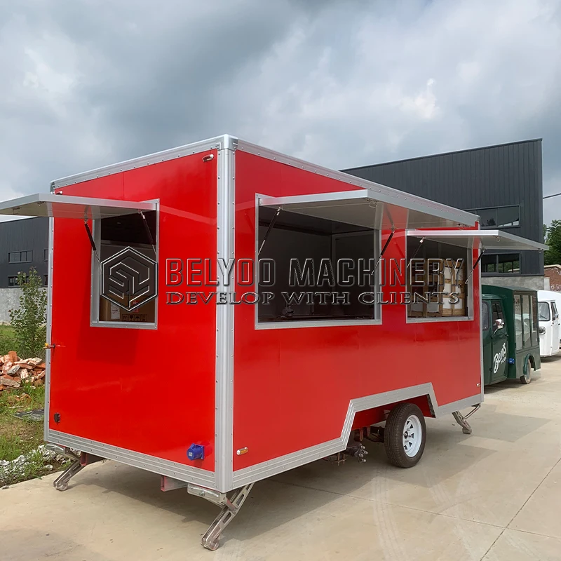 CommercialStreetMobileFoodTrailerStainlessSteelSquareHotDog