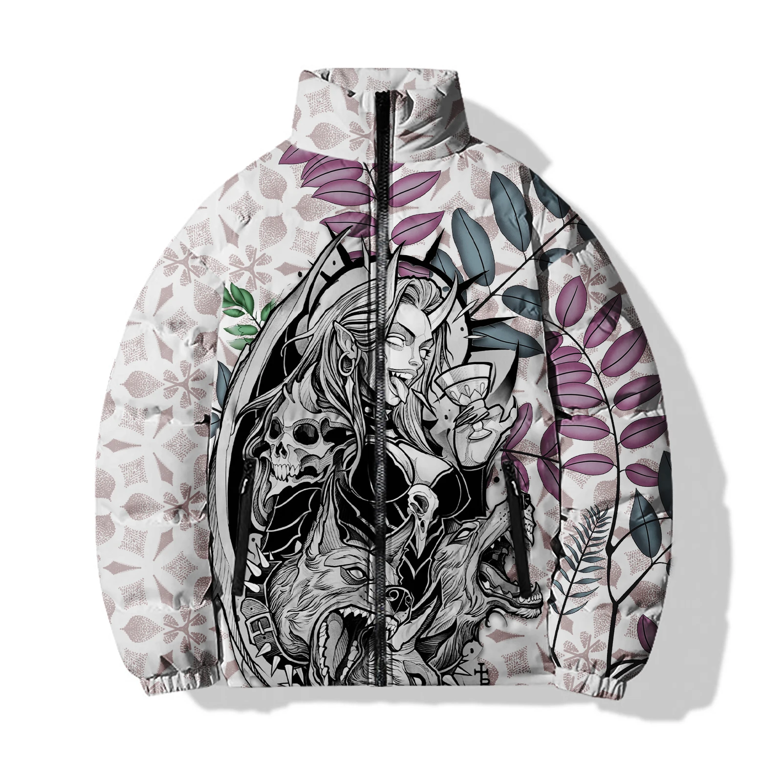 thumbnail image 1 of Chaquetas de hombre de diosa, parkas de estilo japonés, abrigos de plumas de bruja, abrigos cálidos para hombre, abrigo acolchado de alta calidad con estampado digital 3D, 1 of 4