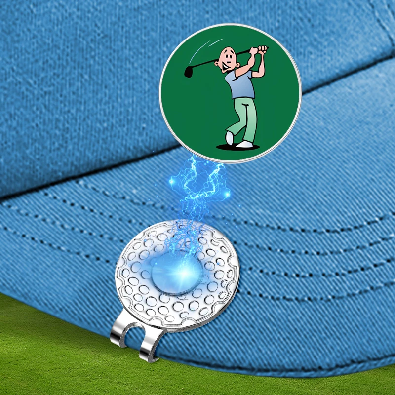 Cartoon Golfer Pattern Enamel Clips Golf Ball Markers with Hat Clips Magnetic Golf Hat Decorative Jewelry Accessories Gift