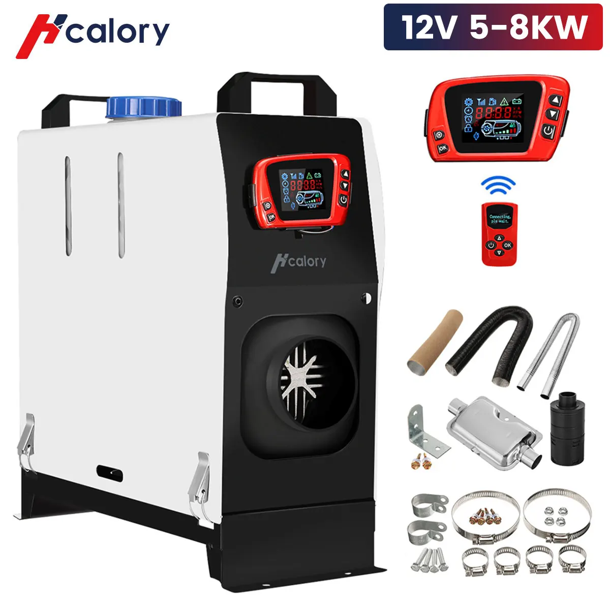 VEVOR 8KW Diesel Air Heater All in One 1 Air Outlet Diesel Heater 12V  Remote Control Parking Heater Silencer with Blue LCD Switch for RV Trucks  Bus and Trailer : : Car