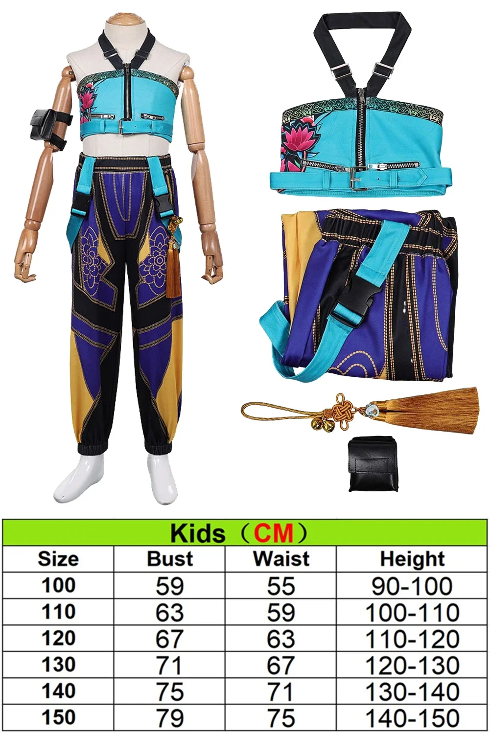 KPop Demon Hunters Zoey Kids Halloween Costume Set – 9pc, Girls Cool Cosplay