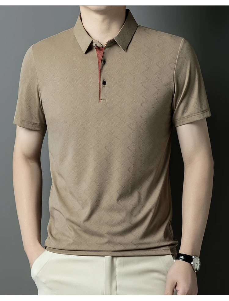 polo shirt men high quality summer new Ice silk Men's Short-sleeved polo shirt stripes business casual mens polo shirt 6XL 6748 23 Sb7b66fb6fc914cdfbd17c6ee09454c58O