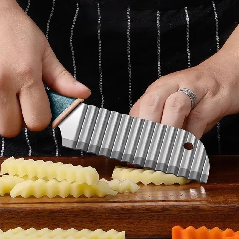 Utility knife ortador de patatas fritas stainless steel utensilio de cocina creativo ondulado corrugado para fruta y verdura