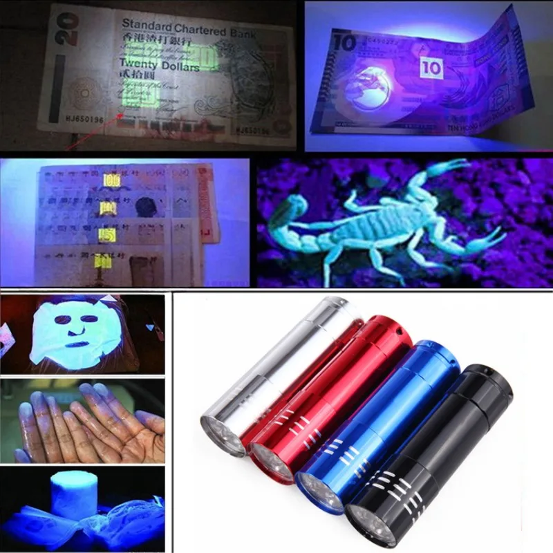 다기능 UV LED 손전등 위조 방지 지폐 확인 형광제 감지 보석 감정 램프
