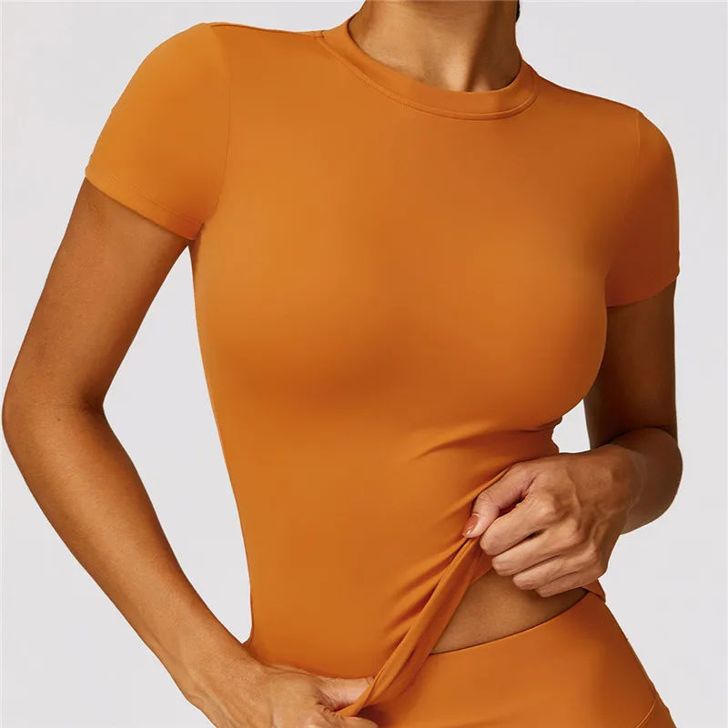 Women Clothing Yoga Gym T Shirts Slim Fit For Sports Fitness Yoga Short Sleeve Running Exercise Sport Tops Compression Shirts