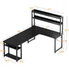 L Shaped Gaming Desk with Hutch, Computer Desk with Storage Shelves, 66" L Shaped Desk for Home Office, Corner Desk with Headph 3