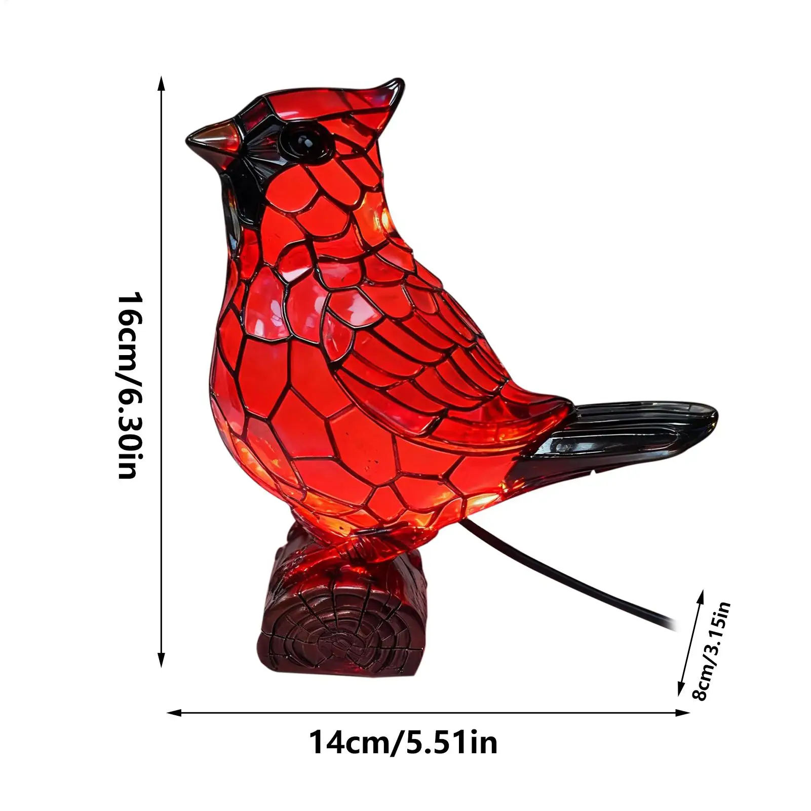 Bird Light Lamp Resin Red Bird Desk Decorations Tabletop Lamp For Living Room Bathroom Nursery Reading Corner Dorm Hotel