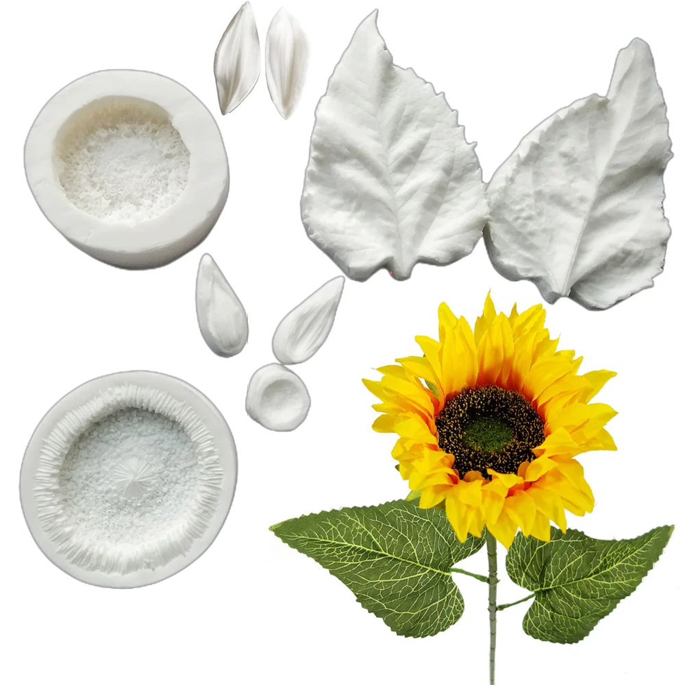 Kinds of Sunflower Petal Leaf Veiner Silicone Mold Fondant Cake