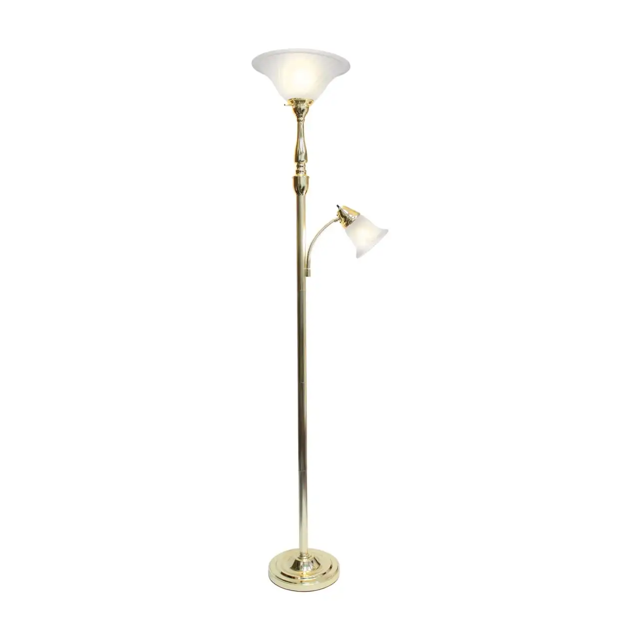 

Elegant Designs 2 Light Mother Daughter Floor Lamp with White Marble Glass