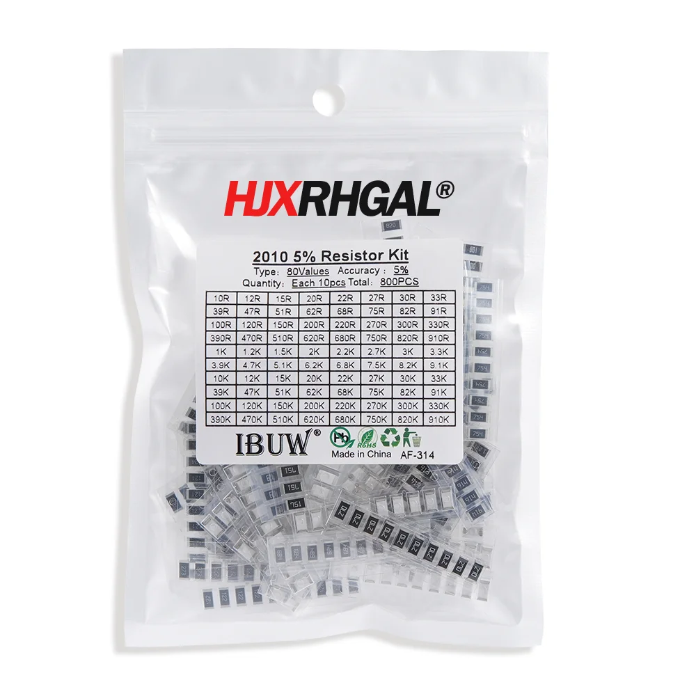 SMD Resistor 0402 0805 0603 1206 2512 1210 Assorted Kit Sample 10/20/33/36/60/80 Values 1K 10K 20K 100K 100 200 220 ohm