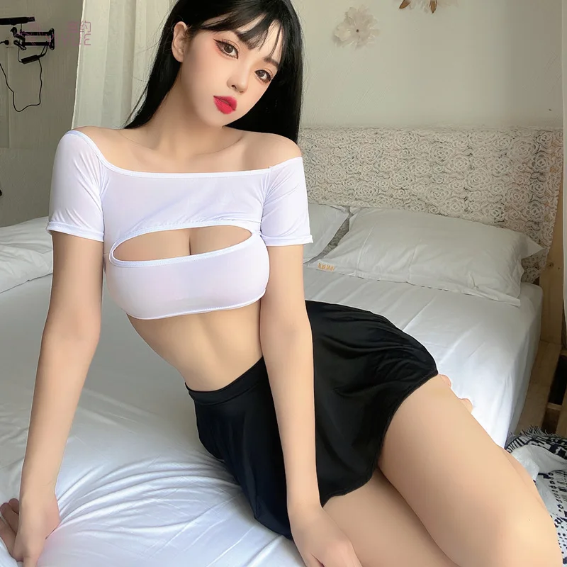 

Sexy Lingerie Erotic Open Chest Women OL Office Lady Cosplay Costume Tempatation Mini Skirt Secretary Outfit Perspective Uniform