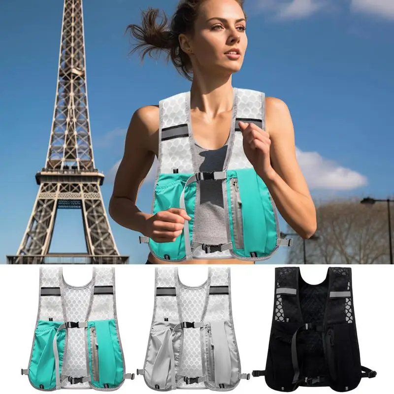 Running Vest Reflective Hydration Water Chest Pack Lightweight Running Water Bottle Storage Vest With Phone Holder Cycling Vest
