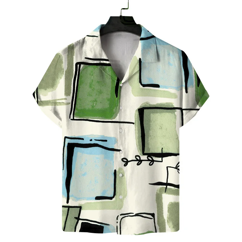 

2023 Hawaiian Men's Shirt Beach Funny 3D Print Shirt For Men Lopel Neck Button Short Sleeve Top Fashion Male Clothes Blouse