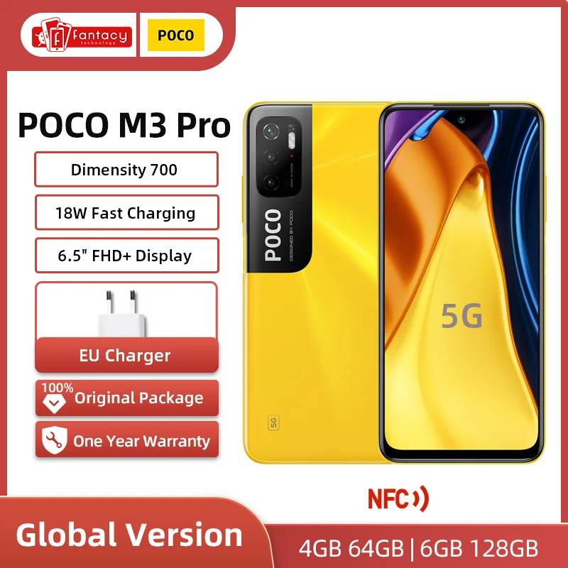 Global Version POCO M3 Pro 5G NFC Dimensity 700 Octa Core 90Hz 6.5” FHD+ DotDisplay 5000mAh 48MP Triple Camera CODE 900WOWSUN new mobile poco