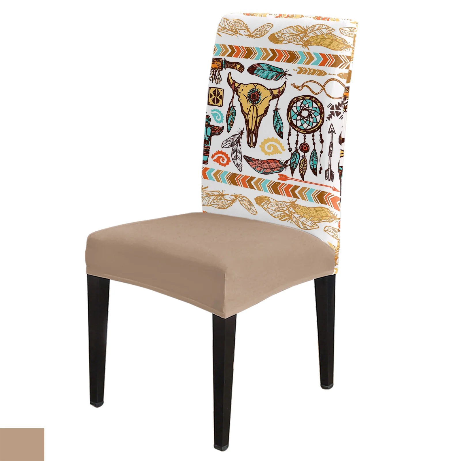 

Tribal Indian Retro Feather Hat Dining Chair Cover 4/6/8PCS Spandex Elastic Chair Slipcover Case for Wedding Home Dining Room