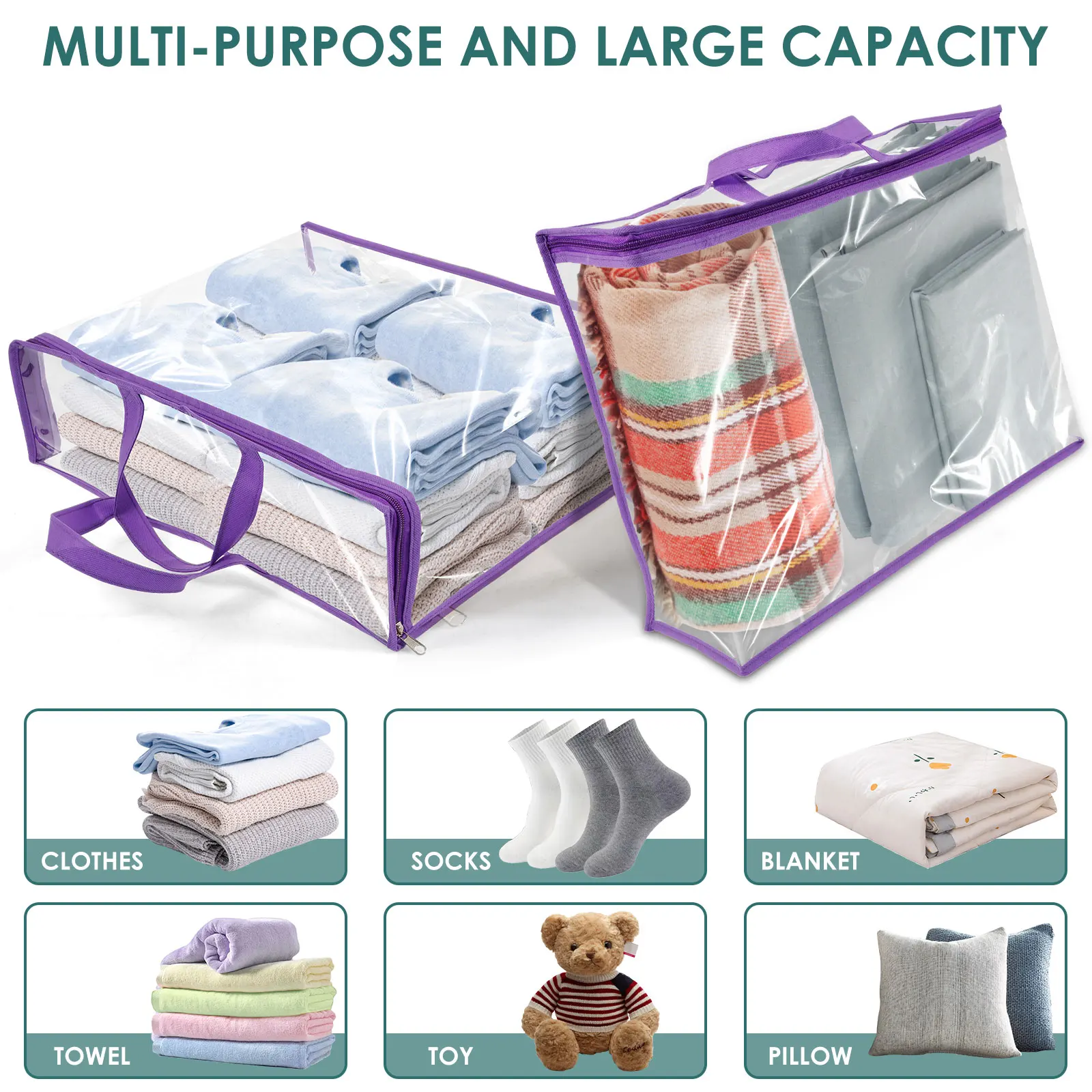 5Pcs Clothes Storage Bags PVC Waterproof Bed Sheet Bedding Dustproof Transparent Organizer Bag for Home Multipurpose Packing 6