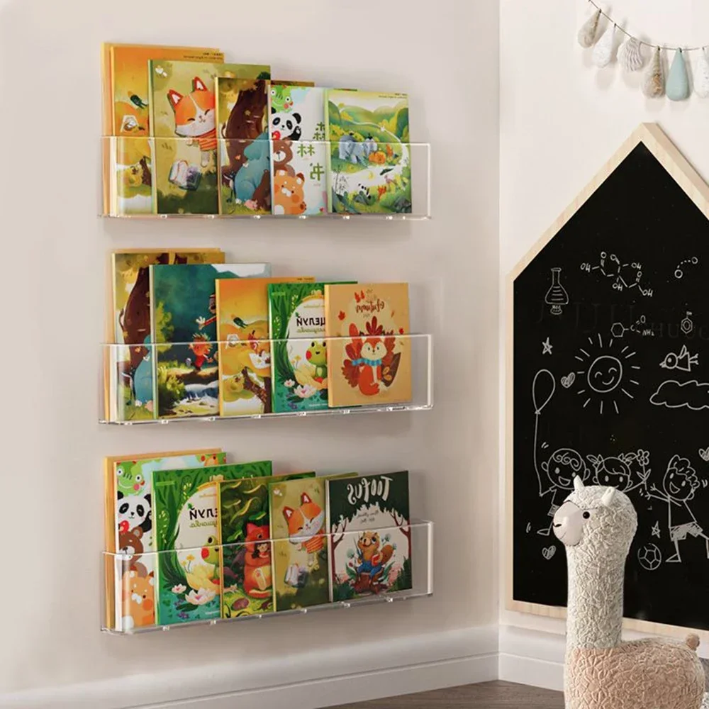 

Акриловая подставка для рисунков и книг, Детская настенная книжная полка за дверью, прозрачная Подвесная подставка для хранения журналов для чтения