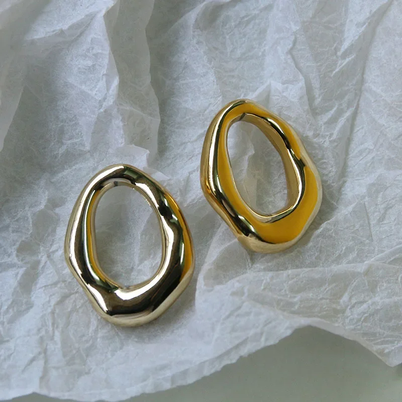 Ornament Crafts Miniature Figurines Miniature Ornament 5pcs European and American style metal texture irregular geometric hollow ring diy acrylic earrings pendant material