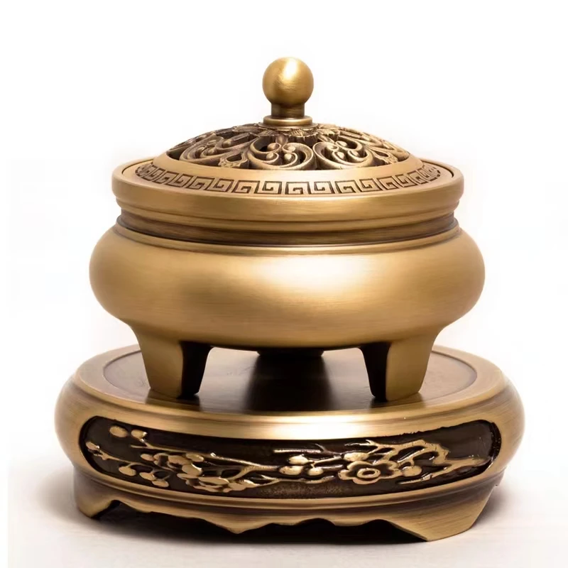 Queimador De Incenso De Três Pernas De Cobre, Decorativo Para Casa, Zen, Sândalo, Escultura, Latão, Decoração De Mesa De Chá, Antigo