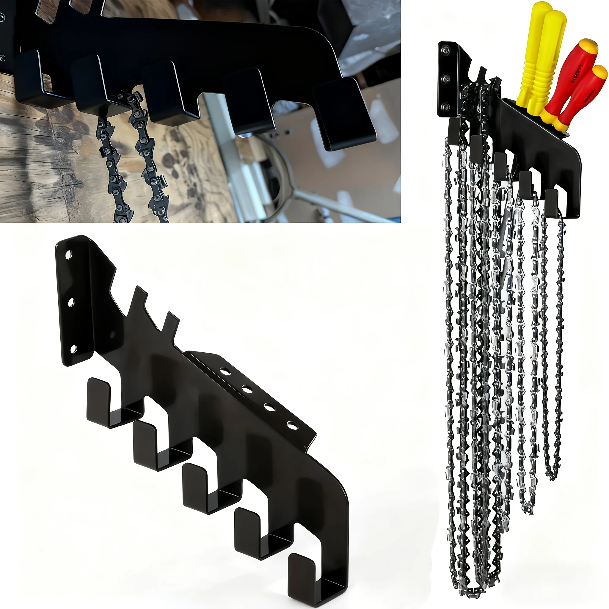 Chainsaw Chain Hanger, Chainsaw Chain Wall Mount with 5 Hooks, Heavy ...