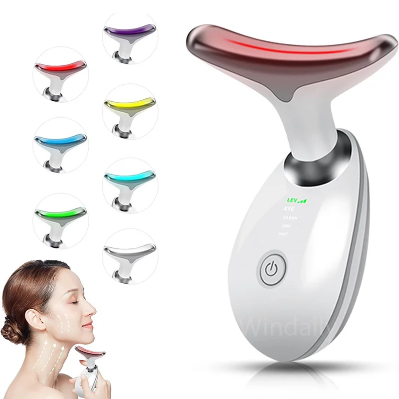7 Colors Anti Wrinkle Facial Massager Neck Face Beauty Device Skin Tighten Facial Lift Device Reduce Double Chin Skin Care Tool Best Sellers In Beauty & Health