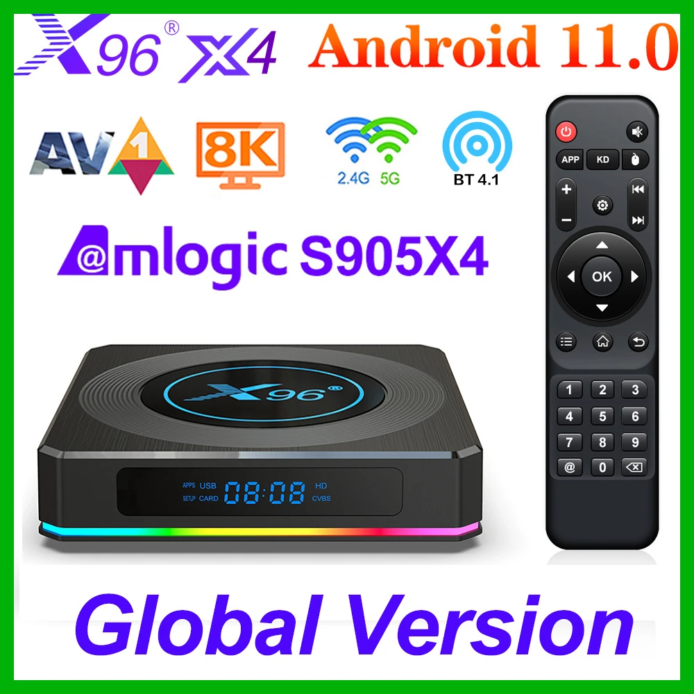 2021 X96 X4 Smart TV Box Android 11 Amlogic S905X4 TVBOX 4GB RAM 32GB 64GB Support AV1 8K Dual Wifi BT4.1 Youtube Set Top Box