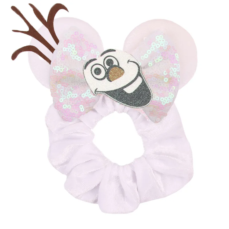 Hair Scrunchies Disney Ears Velvet Hairbands Girls Sequins Bows Headband Women Kids Party Diy